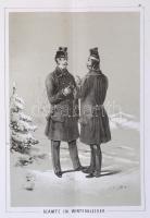 cca 1860 Vasutas egyenruhák bemutatása. 9 db kőnyomatos tábla Zeichnungen zur vorschrift über die Un...