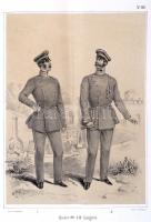cca 1860 Vasutas egyenruhák bemutatása. 9 db kőnyomatos tábla Zeichnungen zur vorschrift über die Un...