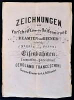 cca 1860 Vasutas egyenruhák bemutatása. 9 db kőnyomatos tábla Zeichnungen zur vorschrift über die Un...