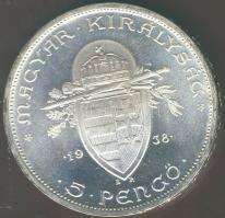 1938. 5P Ag "Szt. István" T:1 !