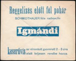 Végh Károly és Társa Szifonfej és Fémárugyár szórólap, Igmándi keserűvíz reklámos boríték, 2 db