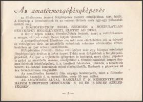 1941 "Amatőr mozgófényképezés - Tíz éve dolgozunk", Magyar Amatőrfilm Szövetség ismertető ...
