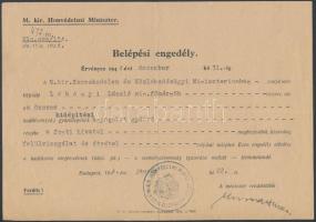 1918-1944 3 db különböző katonai okmány(belépési engedély, sorozóbizottság által kiállított igazolvá...