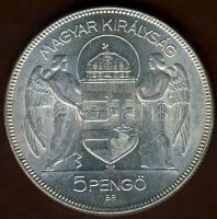 1930. 5P Ag "Horthy jobbra". T:2+