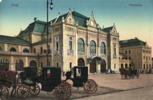 Arad, vasútállomás, hintók / railway station, carts (EM)