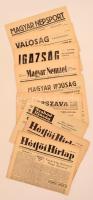 Vegyes 1956-ból származó folyóiratok,  Hétfői Hírlap, I. évf., október 15. (2. szám), október 22. (3. szám), Szabad Ifjúság 1956. október 27. Rendkívüli kiadás, Népszava 1956. november 2., Magyar Ifjúság 1956. november 1., Magyar Nemzet 1956. november 3.,  Igazság 1956. november 2,  Valóság 1956. november 2., Magyar Népsport 1956 november 2., összesen 9 szám. Kiadói papírkötésben, változó, többnyire kissé szakadozott állapotban.