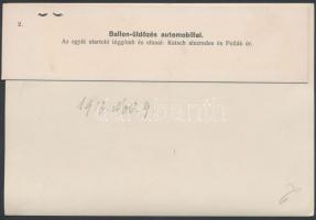 1913 Magyar léghajósok, katonák.Ballon üldözési verseny Budapesten automobillal, feliratozott fotó, ...