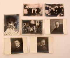 1913 Pokolgép merénylet a hajdudorogi püspök ellen 7 fényképből álló fotósorozat. Az áldozatok és a nyomozás képei. Az Est 7 db feliratozott fotója, tűzésnyommal  16x11 cm