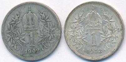 Ausztria 1902-1913. 1K Ag "Ferenc József" (2x) T:2,2-
Austria 1902-1913. 1 Corona Ag &quo...
