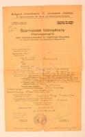 1935 Bp., Budapest székesfőváros IX. kerületének elöljárója által kiállított származási bizonyítvány