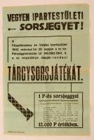 1942 "Vegyen ipartestületi sorsjegyet!", a püspökladányi tárgysorsolás plakátja, 48×31 cm