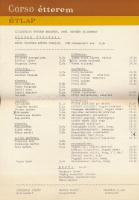 1969 Bp., A Corso étterem étel- és itallapja, 2 db