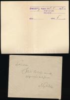 1908-1928 Országos Kaszinó fejléces boríték nagykőrösi gyógyszerésznek megküldve + személyes levél N...