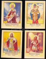 1938 Vegyes szentkép tétel, többségében magyar szentek, Szent Erzsébet, Szent Mór, Szent László, és Szent Mór, 4 db.