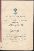 1905 Pozsony, Az Izabella Háziipari-Egylet alapszabályai, magyar és német nyelven, 29p