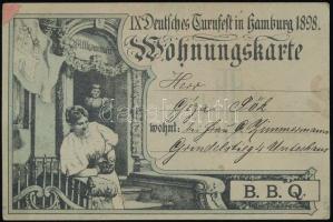 1898 Hamburg, IX. Deutsches Turnfest in Hamburg, Wohnungskarte(szállásigazolás)