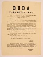 1849 "Buda vára be van véve", facsimile hirdetmény Buda május 21-i bevételéről, 34×24 cm