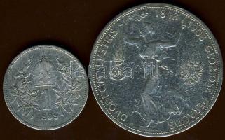 Ausztria 1899. 1K Ag T:3 + 1908 5K Ag T:3 kis ph