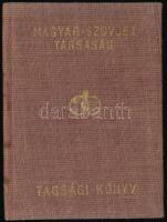 1952 a Magyar-Szovjet Társaság tagsági könyve különféle tagsági bélyegekkel