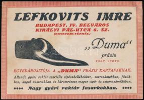 Lefkovits Imre Budapest IV. Duma kaptafák árusítójának szórólapja