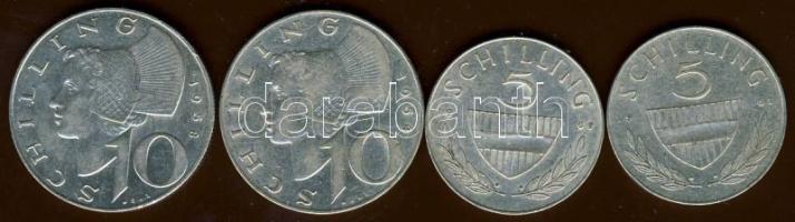 Ausztria 1961. 5Sch Ag (2x) + 1958. 10Sch Ag (2x) T: 2,2/3