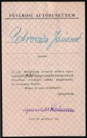 1957 a Fővárosi Autóbuszüzem utazási igazolványa