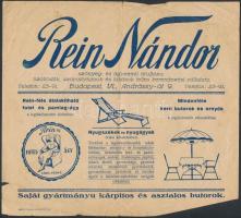 cca 1920-1930 Bp.VI. Andrássy út, Rein Nándor szőnyeg- és ágynemű áruházának szórólapja