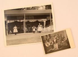 1934 Budapesti Nemzetközi Vásár népművészeti bolt pavilonja. + Bolt dolgozóit ábrázoló fotólap 24x16 cm