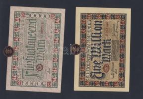 Német Birodalom/Weimari Köztársaság 1920-as évek 100klf bankjegy, sok szükségpénzzel + bélyegek + él...