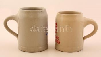 2 db német kerámia korsó, matricás, jelzés nélkül, kis kopásnyomokkal, d: 8-8,5 cm