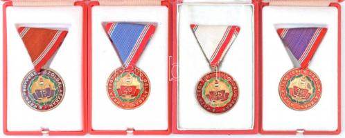 1965. "Szolgálati Érdemérem - A Haza Fegyveres Szolgálatában" 15, 20, 25 és 30 év után zománcozott Br kitüntetés mellszalagon, tokban (4xklf) egyik szalagsávval T:2,2-