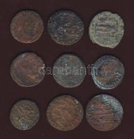 Római Császárság 9db kisbronz T:3,4
