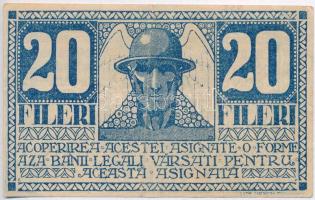 Románia / Temesvár 1919. 20f román felülbélyegzéssel T:III Romania / Timisoara 1919. 20 Fileri with Romanian overprint C:F