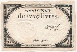 Franciaország 1793. 5L "Assignata" T:III France 1793. 5 Livres "Assignat" C:F