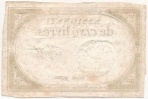 Franciaország 1793. 5L "Assignata" T:III
France 1793. 5 Livres "Assignat" C:F