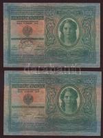 1912. 100K (2x)2 klf szerb ellenbélyegzővel T:II