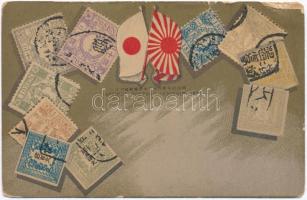 Japanese Postage Issuedin 1871 / Japanese stamps, flags, litho  (b)