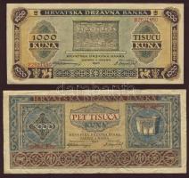 Horvátország 1943. 1000K T:II + 500K T:III