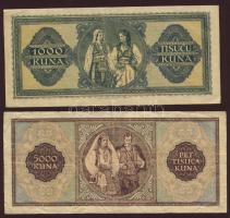 Horvátország 1943. 1000K T:II + 500K T:III