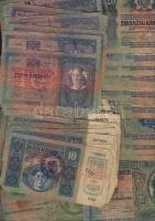 1904. 10K (8x), 1915. 10K (20X), 1913. 20K (11x), 1912. 100K (4x) szerb ellenbélyegzőkkel (sokféle!) lila kör, ill. vonalbélyegzőkkel összesen 43 db T:III,III/IV,IV