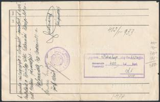 1933 Törs és Ormai jegyzéke, Kolozsvár, az Unitárius Egyháznak, a klozet javításáról, okmánybélyegge...