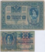 1902. 1000K + 1913. 20K mindkettő hamis "Szatmár Vármegye Nagybánya Szab. Kir. R. T. Város 1902...