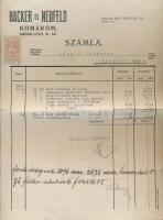 1940 Hacker és Neufeld számla, Komárom, 2f okmánybélyeggel, pecséttel, aláírással, a hajtásnál kisebb szakadással.