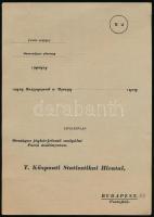 cca 1930 Országos Jégkárjelentő Szolgálat bejelentő levelezőlapja, kisebb szakadással a papíron