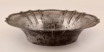 Díszes, áttört alpakka tál, jelzett, d: 24 cm