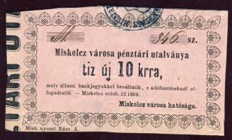 Miskolc 1860. 10kr sötét rózsaszín papíron T:I
