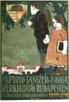 1910 Budapest XIV. Városliget, Papíros, Iskolaszer és Tanszer Kiállítás / Stationery Goods Expo, advertisement card