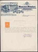 1930 Misura Mihály kocsigyáros által kiadott lakatos segéd bizonyítvány, fejléces papíron, 10f okmán...