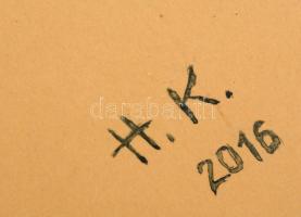 H.K. jelzéssel: Gábriel arkangyal, ikon. Tojástempera, farost, 40x30 cm