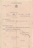 1940 Névváltoztatási nyilatkozat, Bauernfeind Károly részére, Bányai  névre, Tiszafüred.